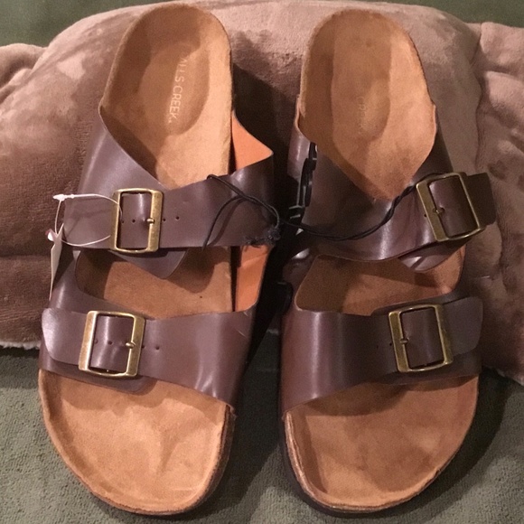 Falls Creek Mens Buckled James Sandal - Brown 13M - Picture 2 of 4